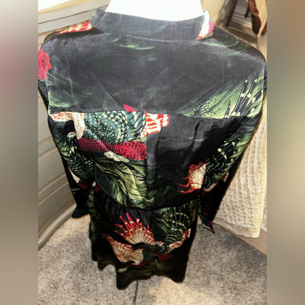 All Saints Tropical Print Long Sleeve Dress - Picture 4 of 5